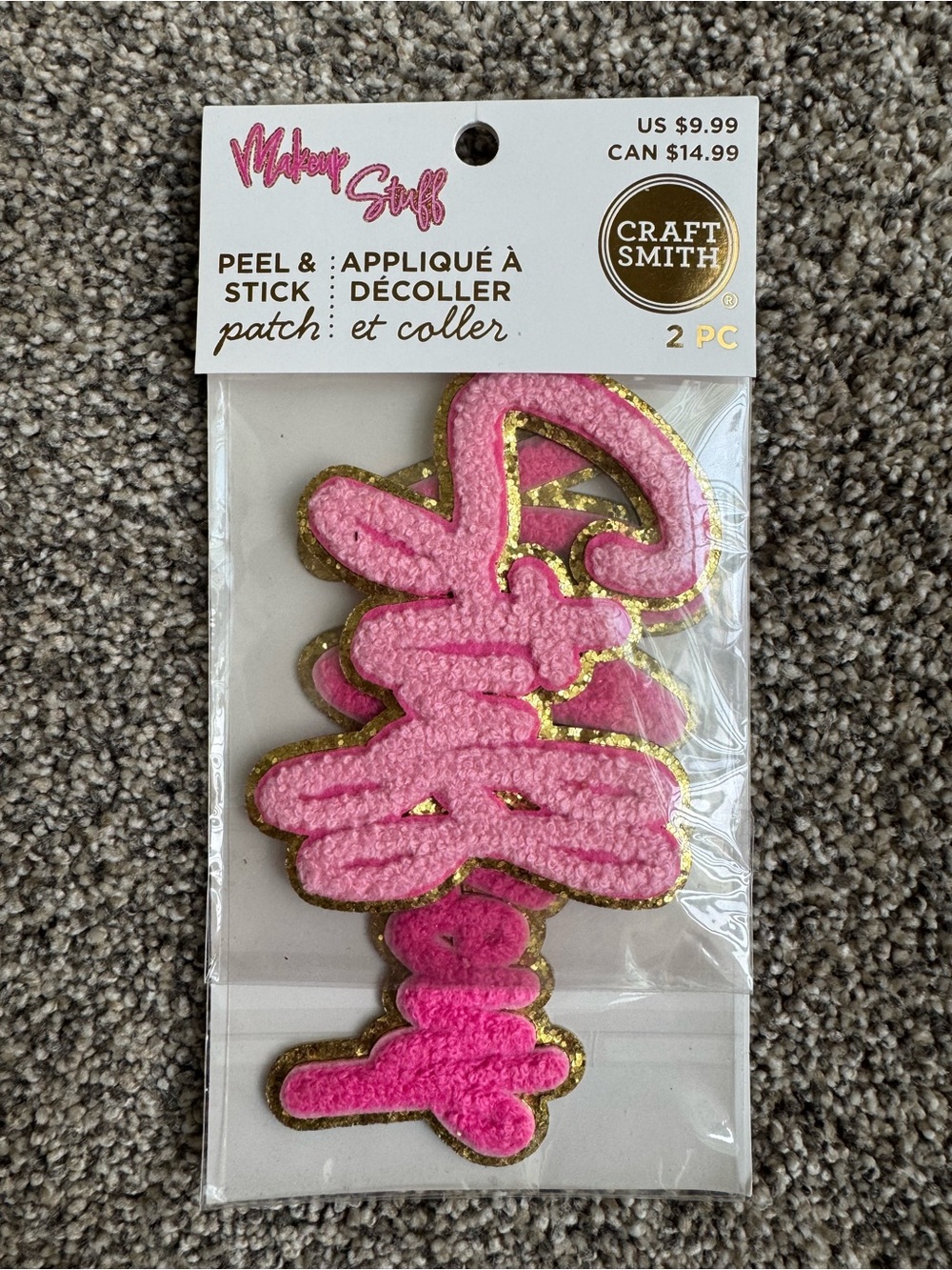 Pink Peel-and-Stick Patch - Gold Trim (2 PC)